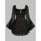 Plus Size - Elegant Plus Size Women'S Faux Fur Mesh Bell Sleeve Dress - Square Neck, Long Sleeve, Black with Golden Accents, All-Season Midi Dress for Formal Occasions, Formal Dresses Elegant, Fitted Silhouette