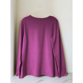 Floral Cross Print Women's Long Sleeve Crew Neck T-Shirt - 