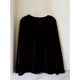 Floral Cross Print Women's Long Sleeve Crew Neck T-Shirt - 