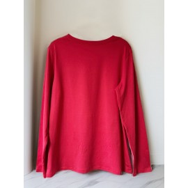 Floral Cross Print Women's Long Sleeve Crew Neck T-Shirt - 